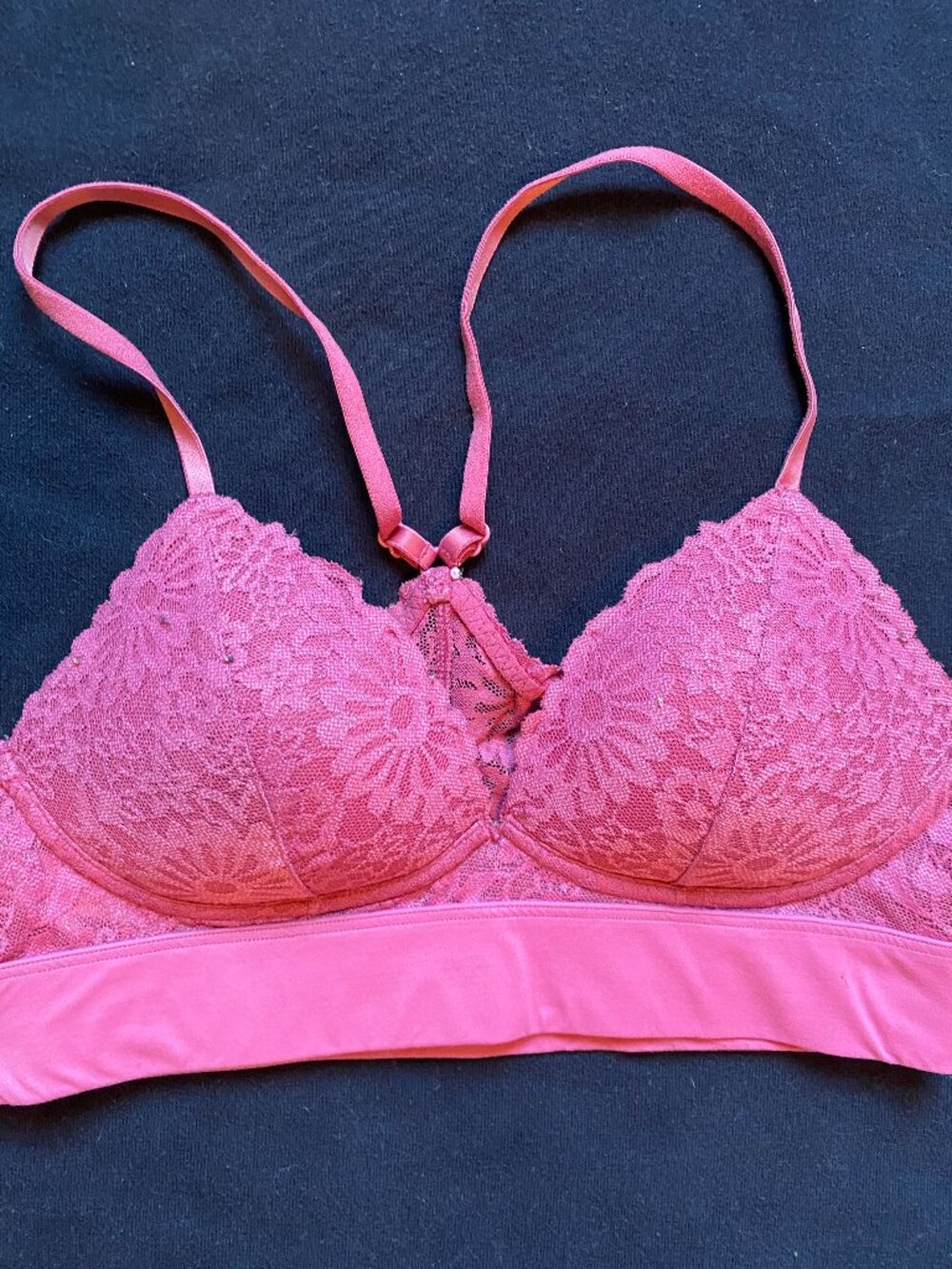 PINK lace bralette Plum color Sz Small